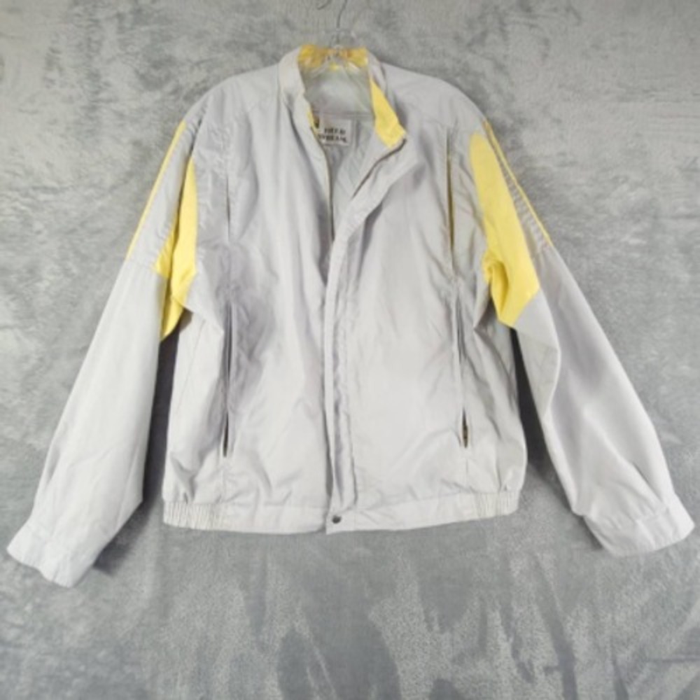 Field & Stream Mens Windbreaker Jacket Gray Zipped Pockets Mock Neck Zipper XL